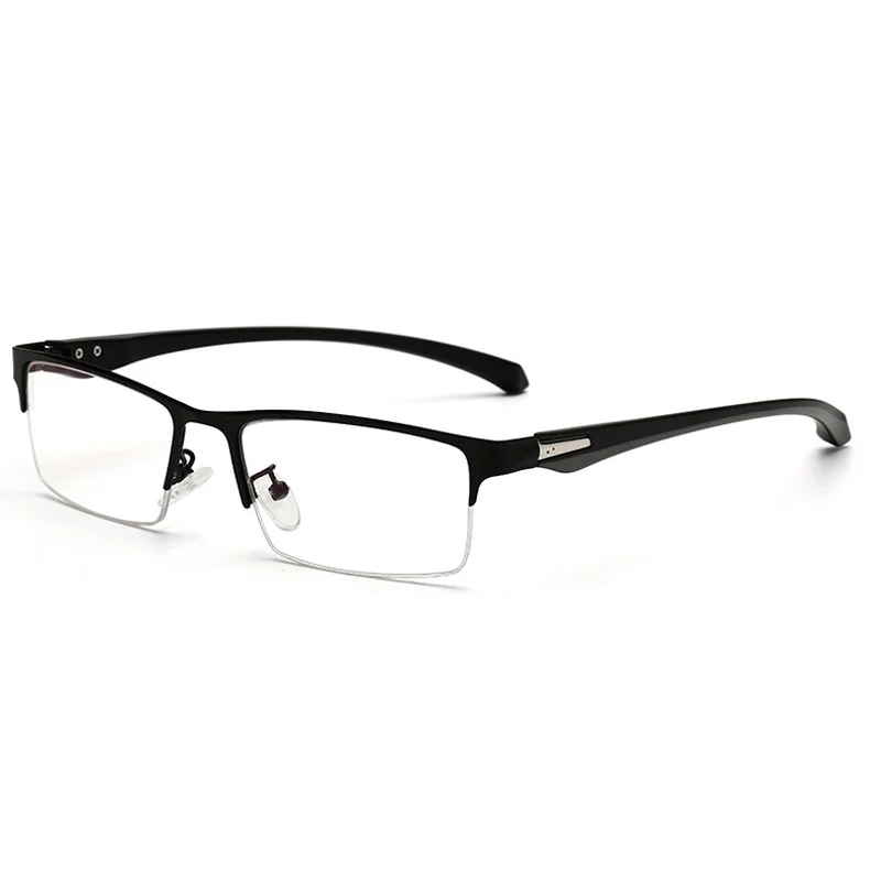 black half frame Квадратные очки для близорукости, полностью Металлическая оправа, анти-синий светильник, очки 0-0,5-0,75-1,0-2,0-2,5-3,0-6,0 - Цвет оправы: black half frame