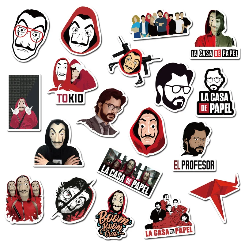 50 шт./упак. денег La Casa De Papel классический ТВ наклейки для ноутбука скейтборд