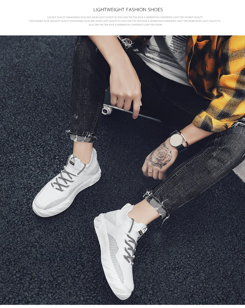 New mesh casual sneakers outdoor jogging sneakers men's laced flat soles