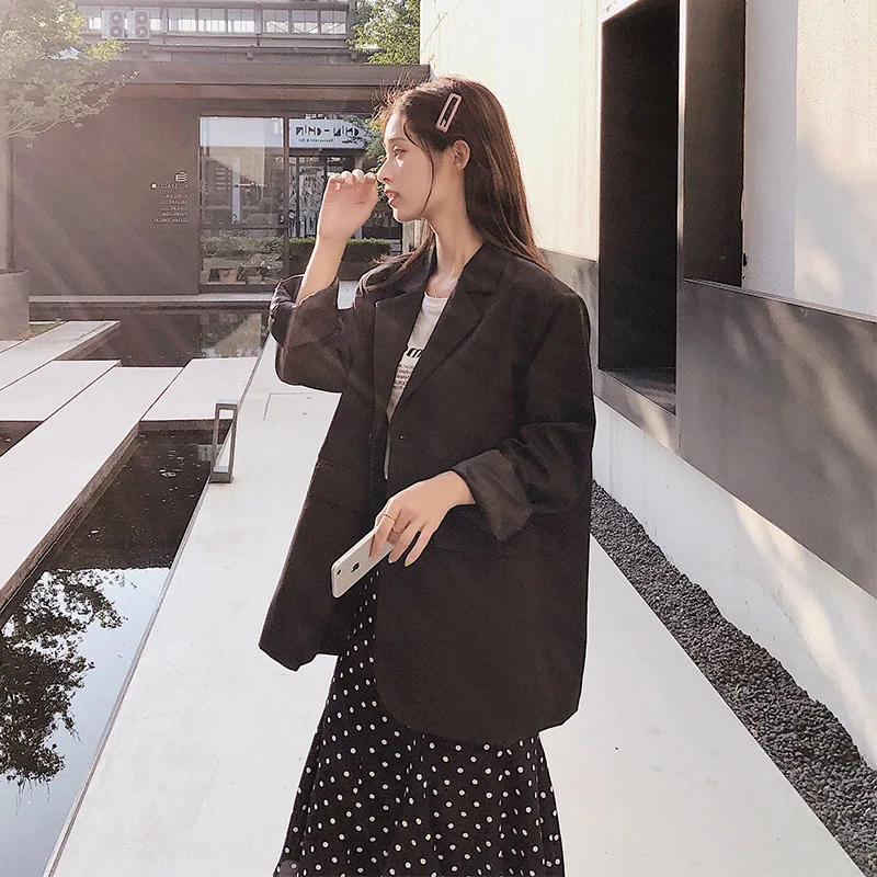 

Photo Shoot 2019 New Style Korean-style Western Style Sense of Design Non-mainstream Loose Fashion Blazer Small Suit Coat Women'
