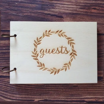 

Wooden Blank Couples Vintage Names Date Journal Gift Wedding Decoration Guestbook Rustic Calligraphy Pages Wedding Guest Book