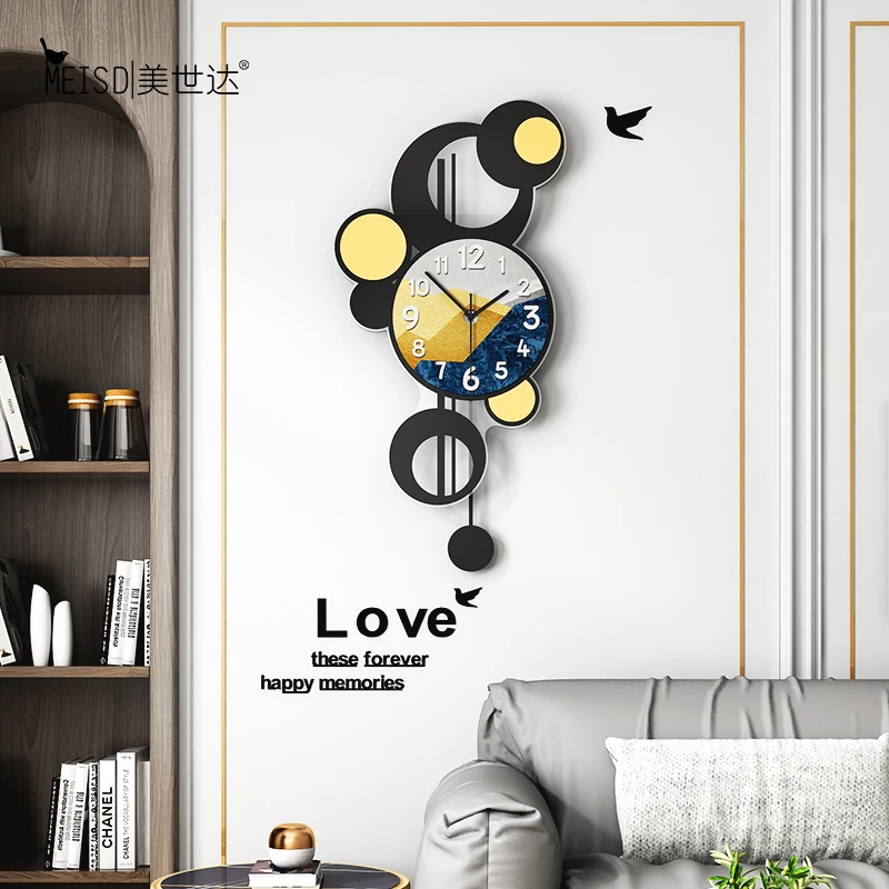 Новые круговые Swingable большие настенные часы современный дизайн гостиная