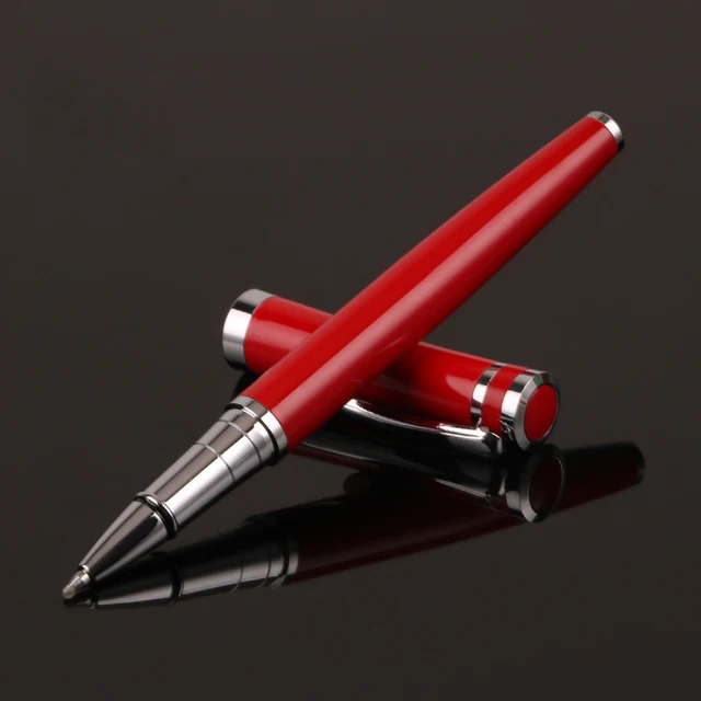Luxury Metal Silver Black Signature Ballpoint Pens for Business Writing Office School Supplies Stationery Customized Logo gift Red silver