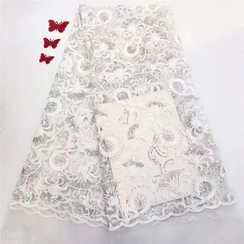

Big floral embroidery white french lace Guipure solid African tulle fabric High Quality Soft Skin Healthy 5 yards