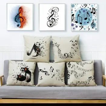 

Musical Note Sheet Music Print Throw Pillow Cushion Covers Linen Pillows Cases
