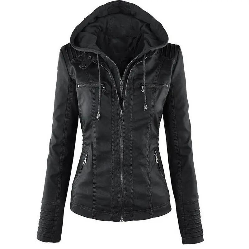 

2020 Winter Gothic Leather Jacket Women Casual Basic Coats Plus Size 7XL Basic Jackets Waterproof Windproof Coats Female