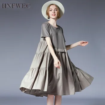 

2019 New Summer Dressed In Round Mango Short Short Short Sleeve Black Size Big Personality Plastic Sewing Dressed Women E495