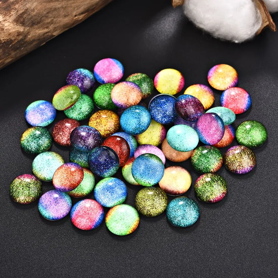 

50Pcs Colorful Mixed Round Glass Cabochons 12/20/25mm Cameo Fit Base Tray Settings Earrings Pendants DIY Jewelry Making
