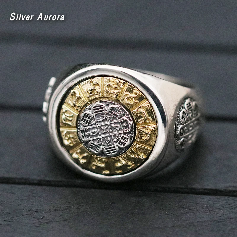 Etnische Draaibaar Paar кольцо Echt 925 пробы zilveren Sieraden Tai Chi Знаки зодиака кольцо Mannen Vrouwen Sieraden