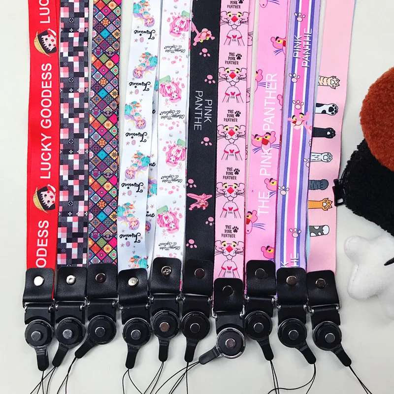 

Lanyard Mobile Phone Strap Pink Cartoon Cute Cat Lanyard Neck Strap For Keys ID Card S For Huawei USB Badge Holder DIY Hang Rope