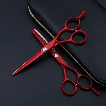 

6" Hair Scissors Hairdressing Scissors Human Hair Cutting Scissors Thinning Shears Barbers Shears Haircut Scissors red haircut