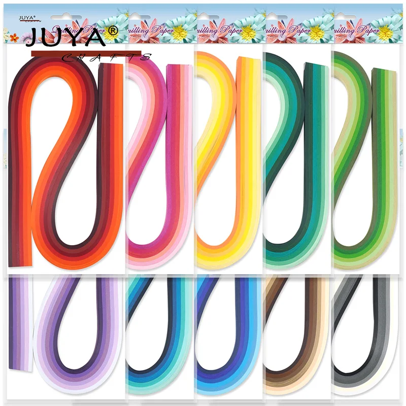 JUYA 멀티 컬러 종이 퀼링 스트립 세트 60색 10팩 54cm 길이, 3mm/5mm/7mm/10mm 사용 가능