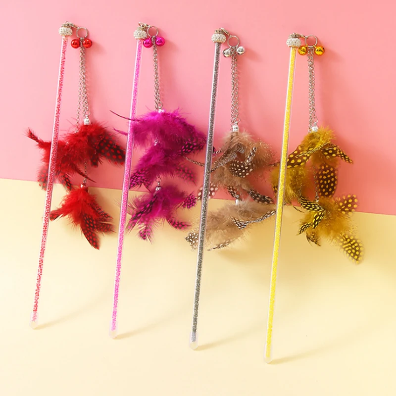 Little Fairy Spotted Feather Crystal Tube Bell Funny Cat Stick Cute And Interesting Outdoor Interactive Kitten Toy | Дом и сад