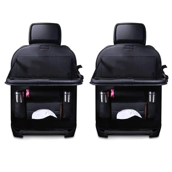 

Car Safety Seat Protector + Rear Seat Storage Bag with Tablet Support and Foldable Tray, Durable and High-Quality Seat Cover, PU