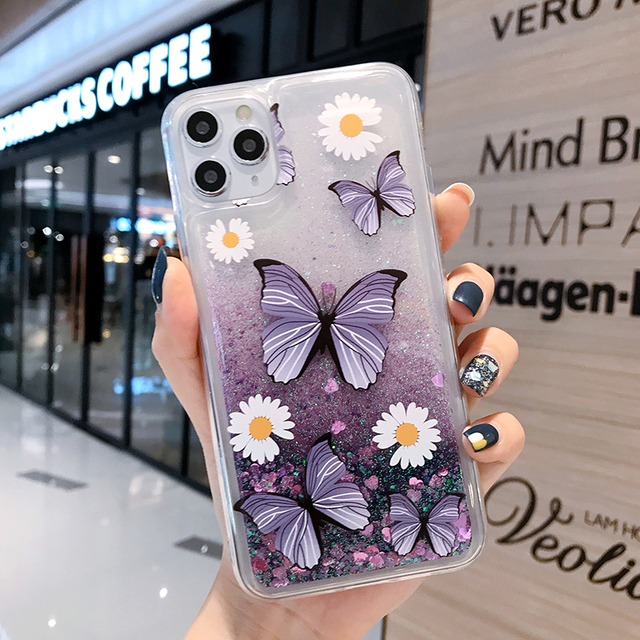 Butterfly Quicksand Phone Cases For Xiaomi Redmi Note 10 Pro 11 Lite Poco F3  X3 Soft Silicone Bling Glitter Cover