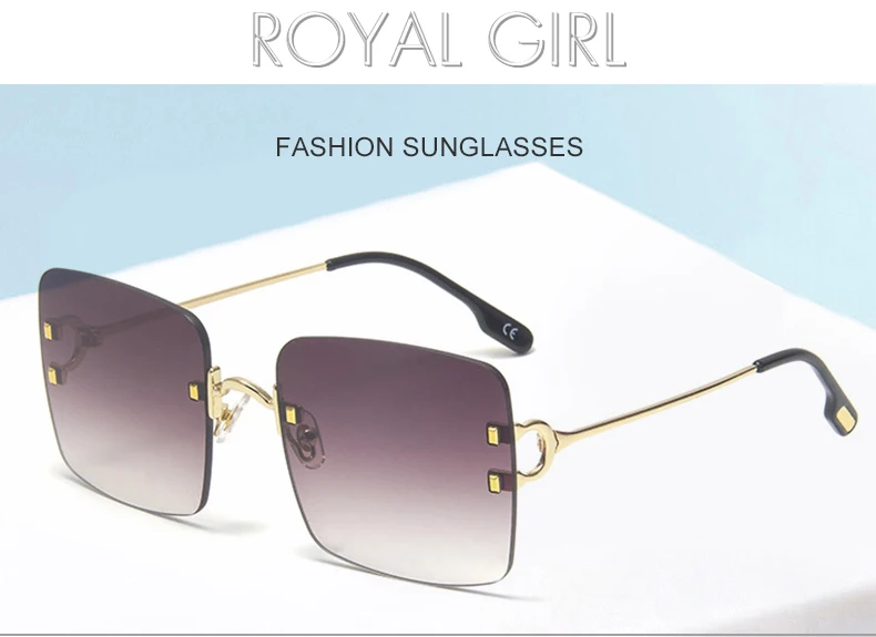Королевские женские солнцезащитные очки больших размеров, Ретро стиль, без оправы, с квадратными краями, окантовка, океанские солнечные очки, оттенки для женщин, UV400, ss663