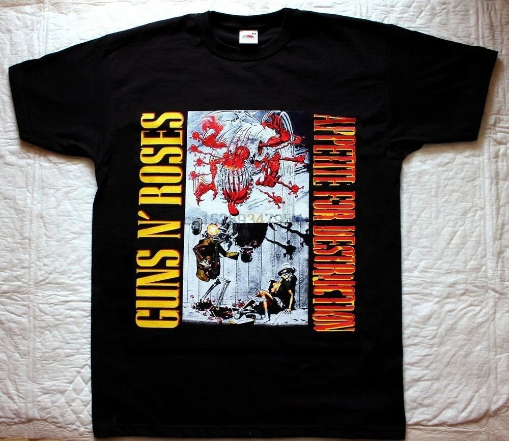 Мужская черная футболка с надписью GUNS N ROSES аппетит для разрушения |