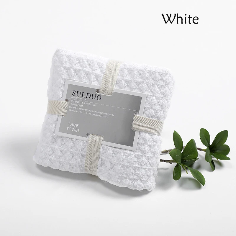 YIANSHU High Quality Towels Solid Color Waffle Household Soft Breathable Absorbent Bathroom Towels Kitchen Cleaning Towel - Цвет: white