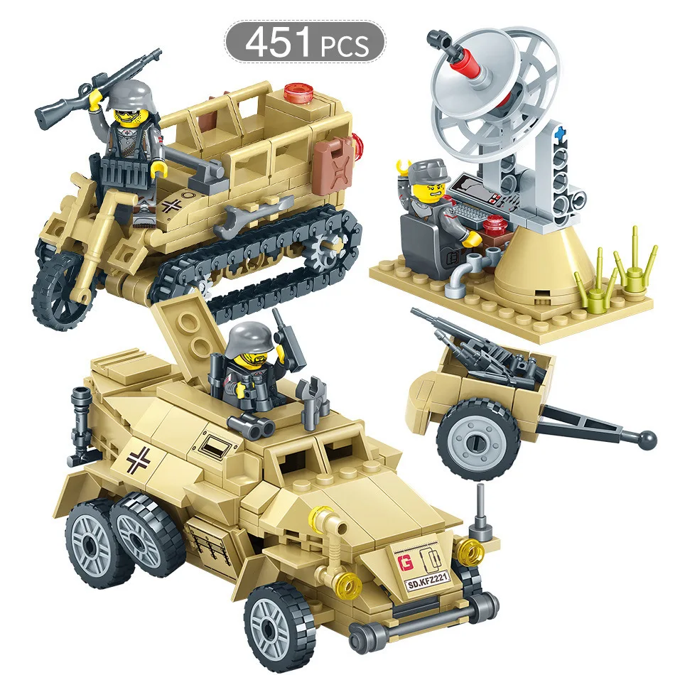  400+Pcs Army Soldiers Weapon Building Blocks Military Camp Trucks Jeeps Car Set Blocks CompatibleTo