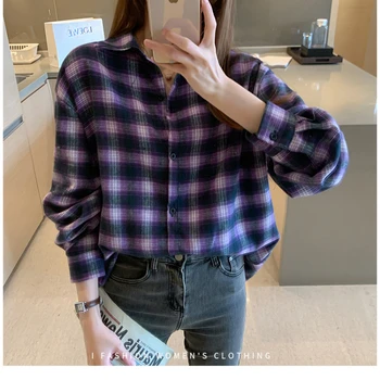 

Woman Blouse 2020 Fall Winter Long Sleeve Top Plus Size Casual Elegant Classic Plaid Shirt Female Streetwear Autumn Blusas