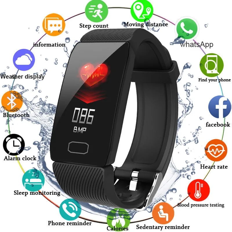 Q1 Смарт фитнес Браслет SmartWatch кровяное давление монитор сердечного ритма трекер