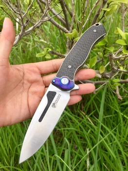 Online New VENOM Timascus Knife BONE DOCTOR M390 Blade Titanium CF Handle Folding Knife For Outdoor Hunting Survival Gift Collection
