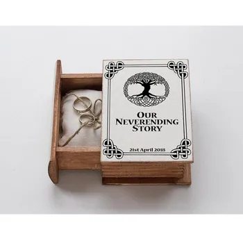 

Engraved Ring Bearer box personalized unique Tree wedding ring box ring pillow Jewelry book Box Wood Ring Holder engagement box