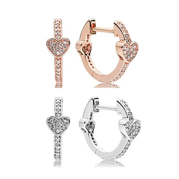 

YDX 100% 925 Sterling Silver Women's Earrings Love Inlaid Earrings Simple Style fashion Female jewelry