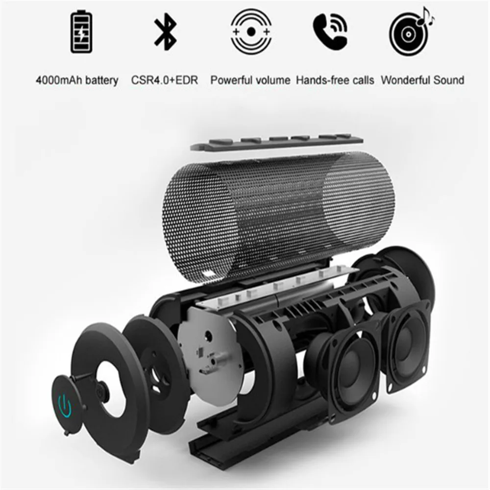Высокая мощность Bluetooth динамик бас Колонка музыкальный центр Портативная колонка с сабвуфером Саундбар 3,5 мм Aux Handsfree музыкальный телефон
