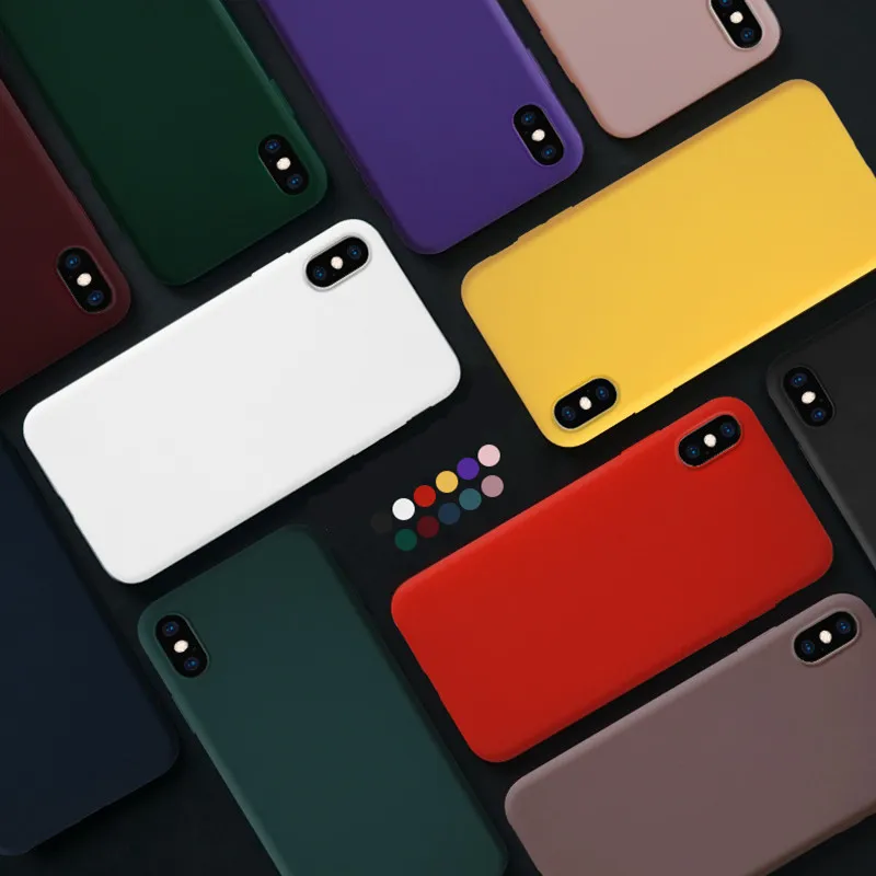 For Samsung Galaxy A50 A70 M20 M30 A7 8 9 and Multiple models soft matte feel solid color anti-fall silicone phone case | Мобильные