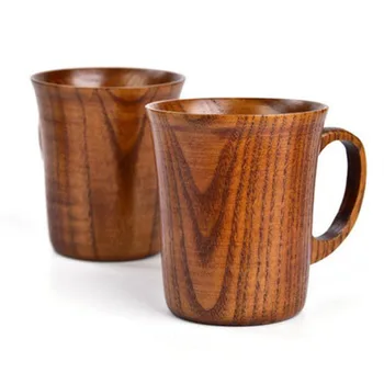 

400ml Creative Natural Jujube Mug Water Cup Office Breakfast Beer Coffee Tea Milk Cup with Handle Wodden Table Decoration Mugs