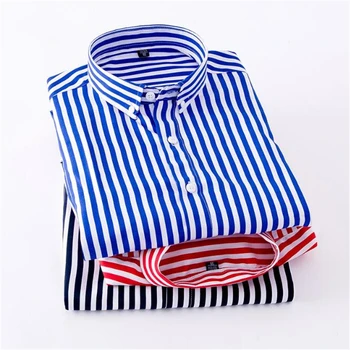 

2020 New Men Striped Long Sleeve Shirt Mens Dress Shirts Spring Autumn Camisa Masculina Brand Man Top Casual Male Shirt Tops 4XL