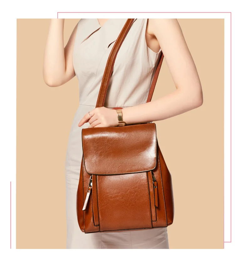 Ретро женский рюкзак школьные сумки для девочек-подростков Натуральный Кожаный Рюкзак Женская дорожная сумка рюкзак сумка через плечо для женщин