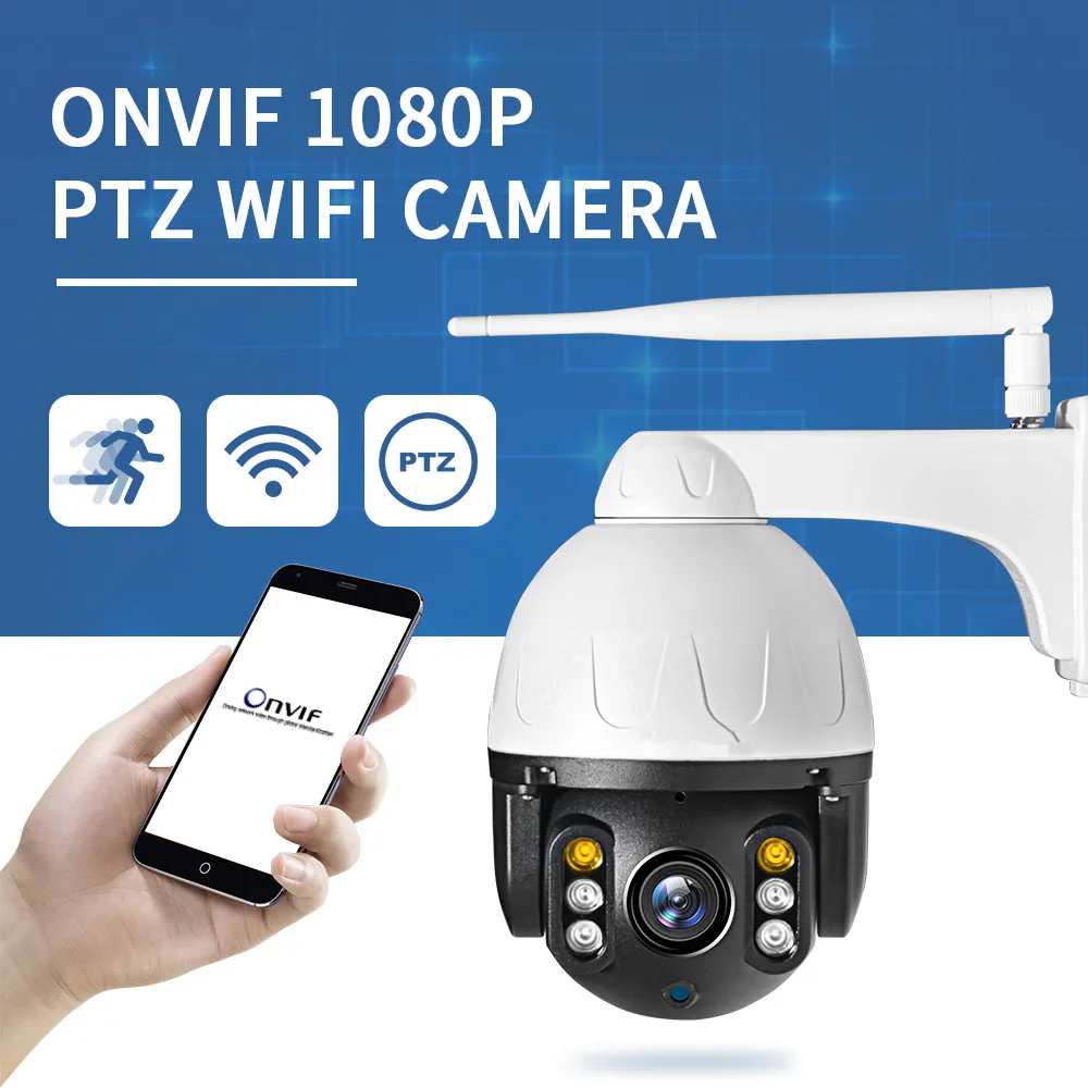 

1080P PTZ Wifi IP Camera Outdoor 4x Digital Zoom AI Human Detection Wireless Camera H.264 Audio 2MP Security CCTV Camera