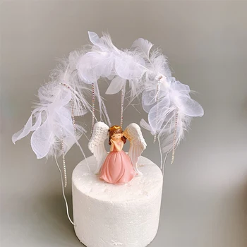 

Feather Wing Flag Cake Toppers For Wedding Birthday Party Baking Dessert Valentine's Day Cake Top Decoration Supplies