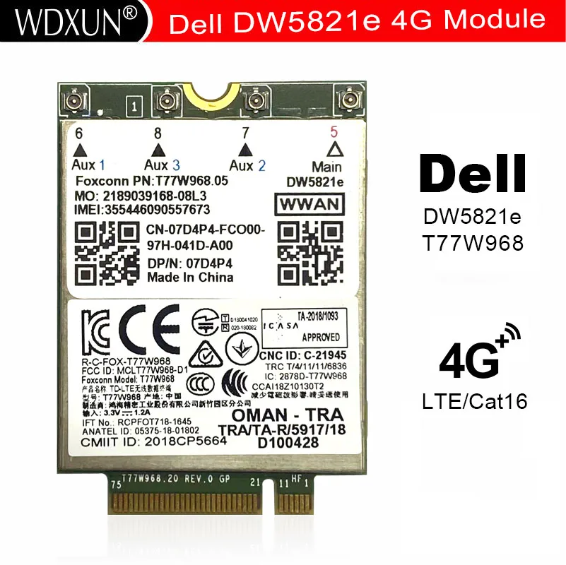 T77W968 DW5821e LTE Cat16 GNSS 5G WWAN модуль карты для Latitude 5420 5424 7424 Rugged 7400 / 2-в-1 | Компьютеры и офис