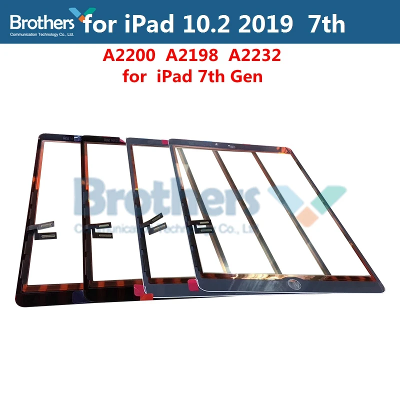 Планшет с сенсорным экраном для iPad 10,2 A2200 A2198 A2232, сенсорная дигитайзер, передняя стеклянная панель для iPad 10,2, с клеевым тестом AAA