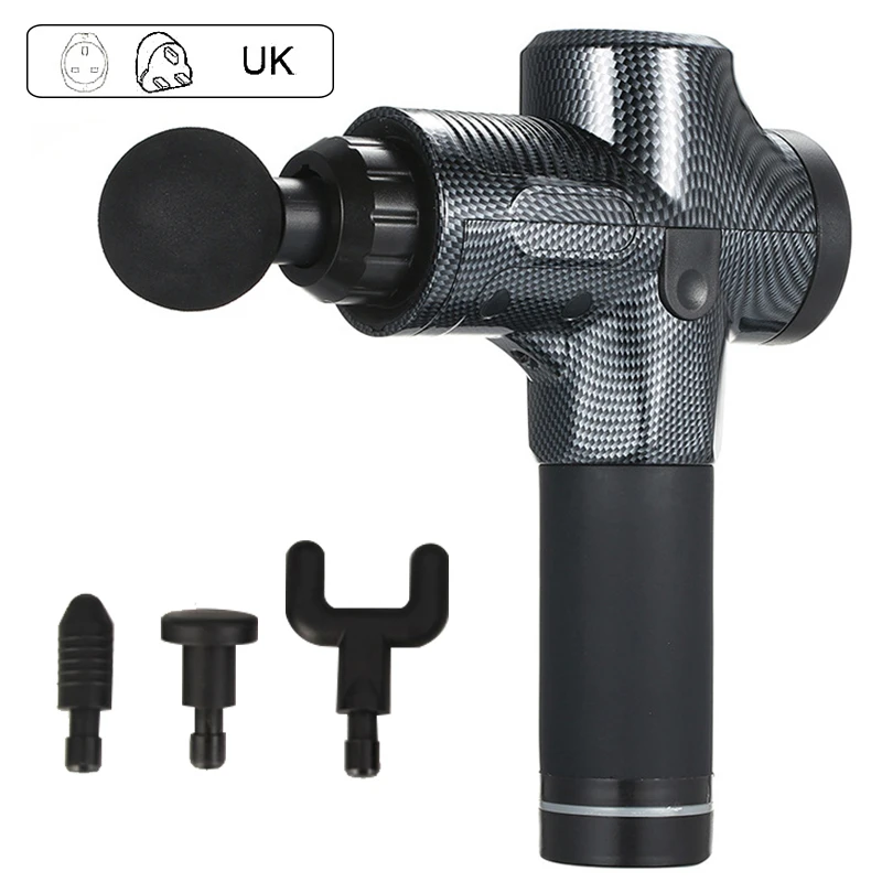 D UK Plug Электрический массажер для мышц, вибрация, расслабление мышц, терапия, фасции, массажный пистолет, оборудование для фитнеса с сумкой, дропшиппинг - Цвет: D UK Plug