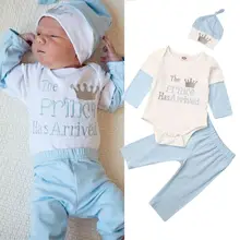 Осенняя одежда для новорожденных мальчиков от 0 до 18 месяцев, 3 предмета комбинезон, боди, штаны, шапка, комплект одежды для маленьких девочек одежда для малышей Детский комбинезон