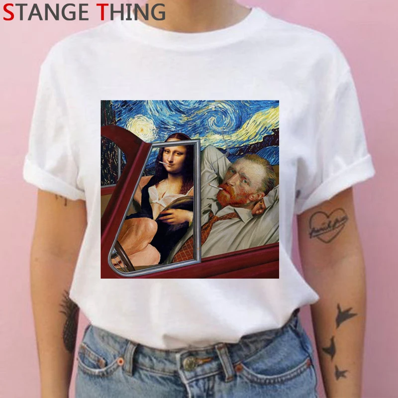 Van Gogh Van Goghing Van Gone Harajuku футболки для женщин Рисование маслом Ullzang футболка винтажная 90s футболка Графический Топ Футболка женская