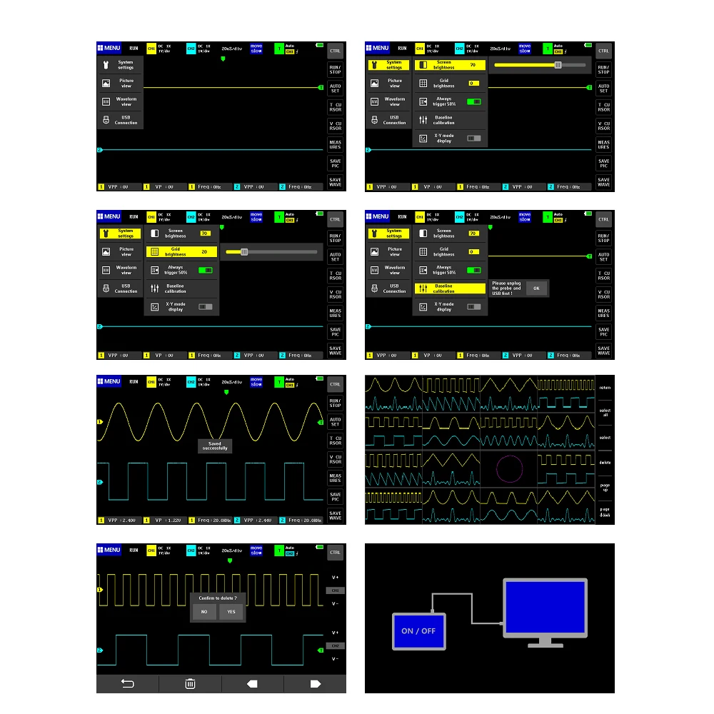1013D Digital Oscilloscope 2 Channels 100MHz Bandwidth 1GSa/s Sampling ...