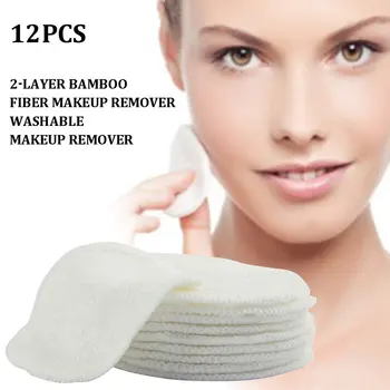 

Make Up Remover Pads Reusable Washable Cleaning Cotton Make-Up Wipes Three Layers Soft Bamboo With Mesh Wash Bag