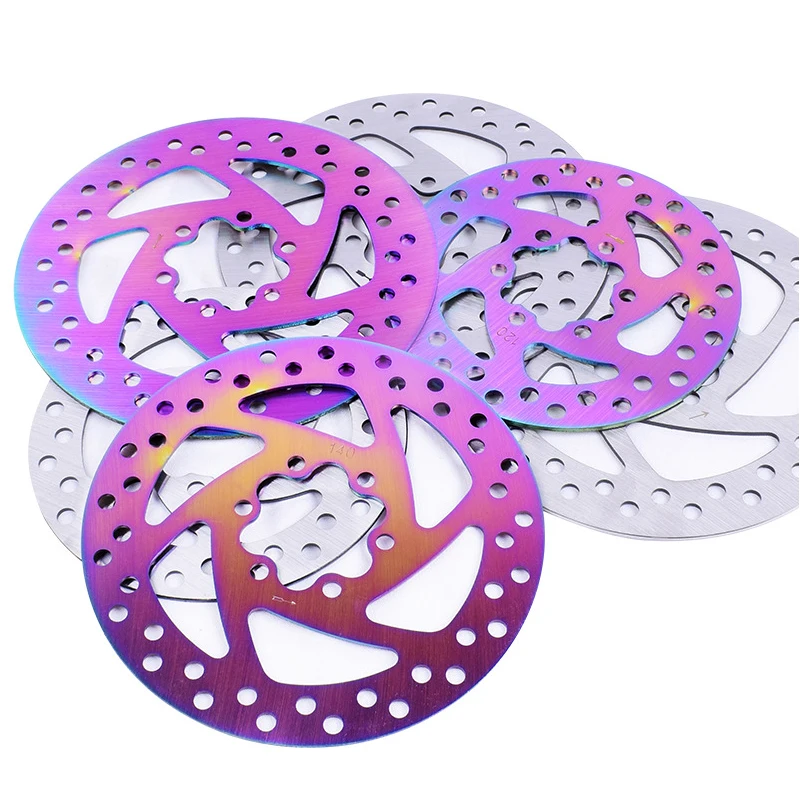 Vibrant Colorful Hollow Disc Brake Rotor for Bicycles and Scooters - Versatile Sizes Available