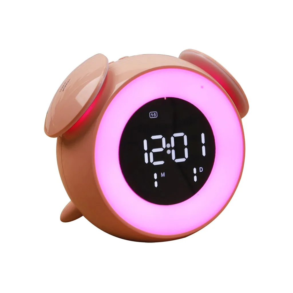 Светодиодный зеркальный будильник часы детский тренажер для сна будильник светильник контроль гриб прикроватный ночной Светильник украшение для дома часы - Комплект: Red