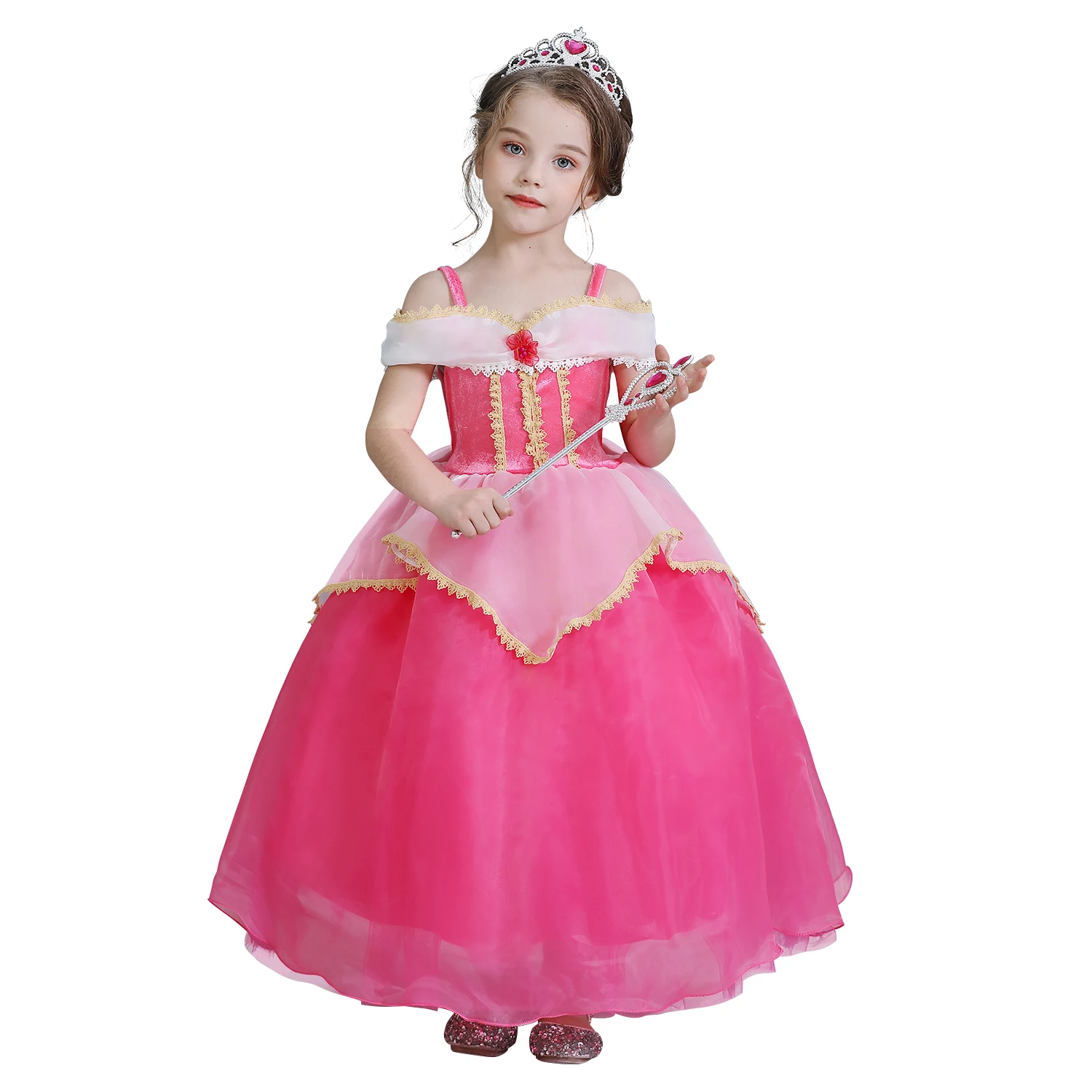 Only dress 2 Темно-розовый костюм Спящей красавицы с бабочками для девочек, праздничное платье принцессы Авроры причудливые платья для девочек, детская одежда - Цвет: Only dress 2