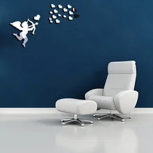 3D стиль Зеркальная Наклейка геометрическое акриловое украшение зеркальная Настенная Наклейка s Гостиная Спальня украшение Qmh0604037