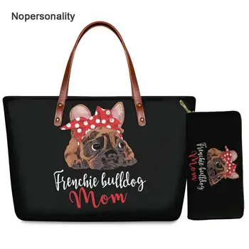 

Nopersonality Black French Bulldog Mom Print Tote Bag Large Handbag Sets for Women Casual Female Ladies Top-handle Bags