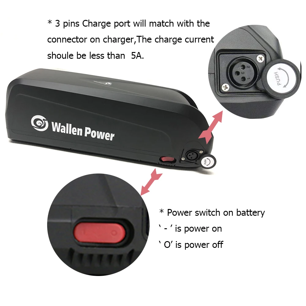 Wallenpower Электрический велосипед Акула Батарея 48v 1000w 17.5Ah литий-ионный аккумулятор, фара для электровелосипеда в Батарея для tsdz2 Bafang Батарея BBS02 мотор комплект