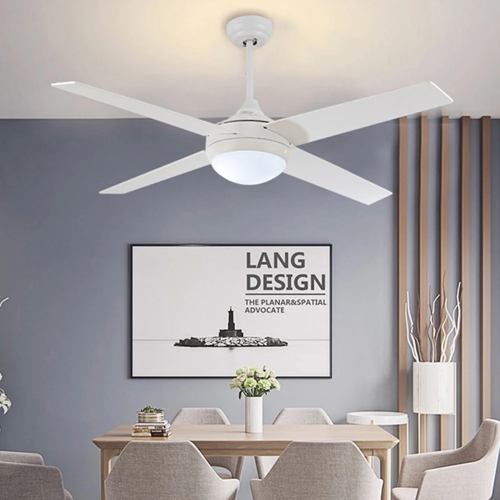 

110V 220V Ceiling Fan Fans Lamp with Remote Control Nordic Modern Light Bedroom Living Room Restaurant Solid Wood LED
