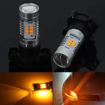 

2Pcs Amber Yellow 21SMD PY24W LED Bulbs Front Turn Signal Lights For BMW 3/5-Series 328i 335i E39 525 530 535 E46 E61 E90 E92